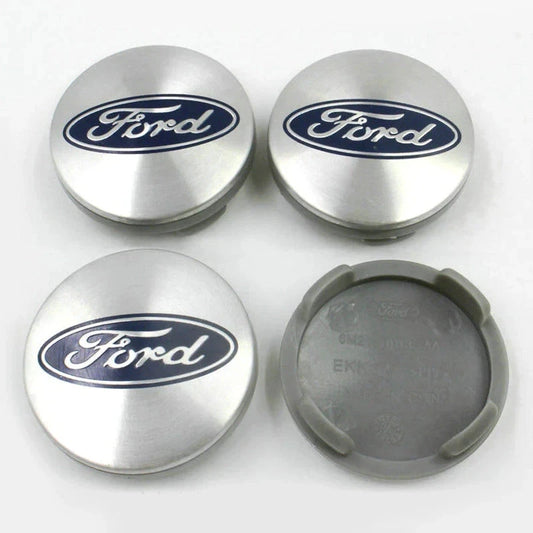 AUTHENTIC - 4 FORD Brushed SILVER 54 mm/2.12 inch Wheel Rim Center Hub Caps